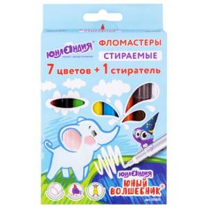 Фломастеры 7 цв +1 стират. ЮНЛАНДИЯ 